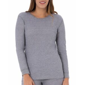 New Fruit Of The Loom Women's Waffle Thermal Crew Shirt Beyond Soft Grey XS Warm
